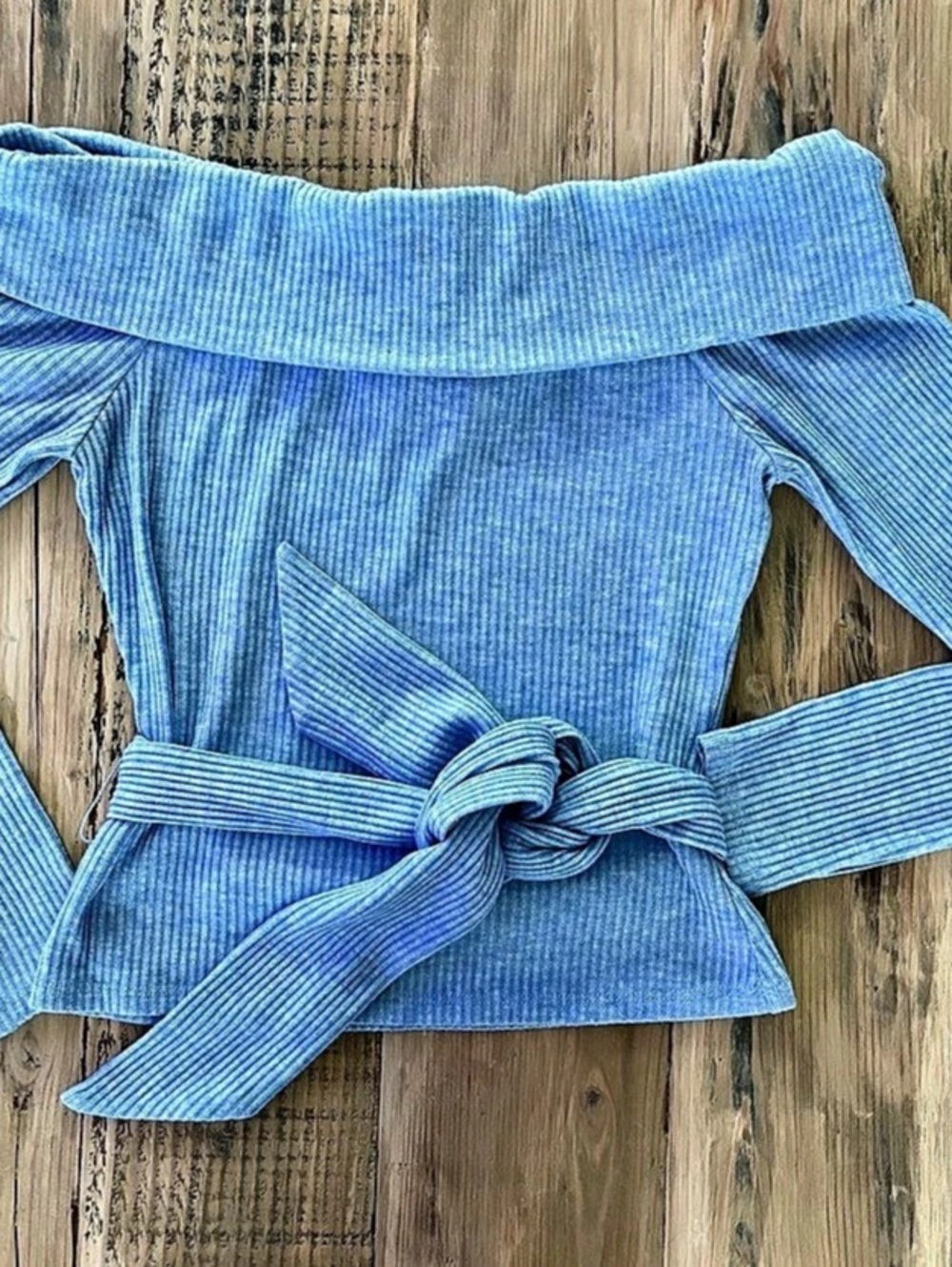 Lovers and Friends Ramona Top Off-Shoulder Tie Front Blue Small